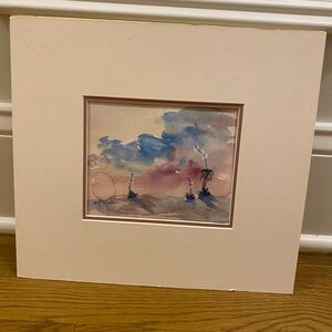 Better Slade Watercolor Art in Blue and Pink Tones. Original. Signed